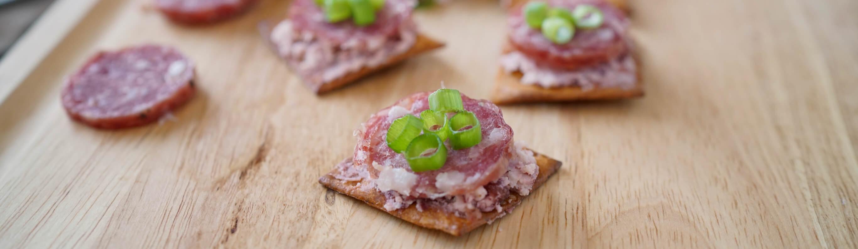 Salami Goat Cheese Crackers