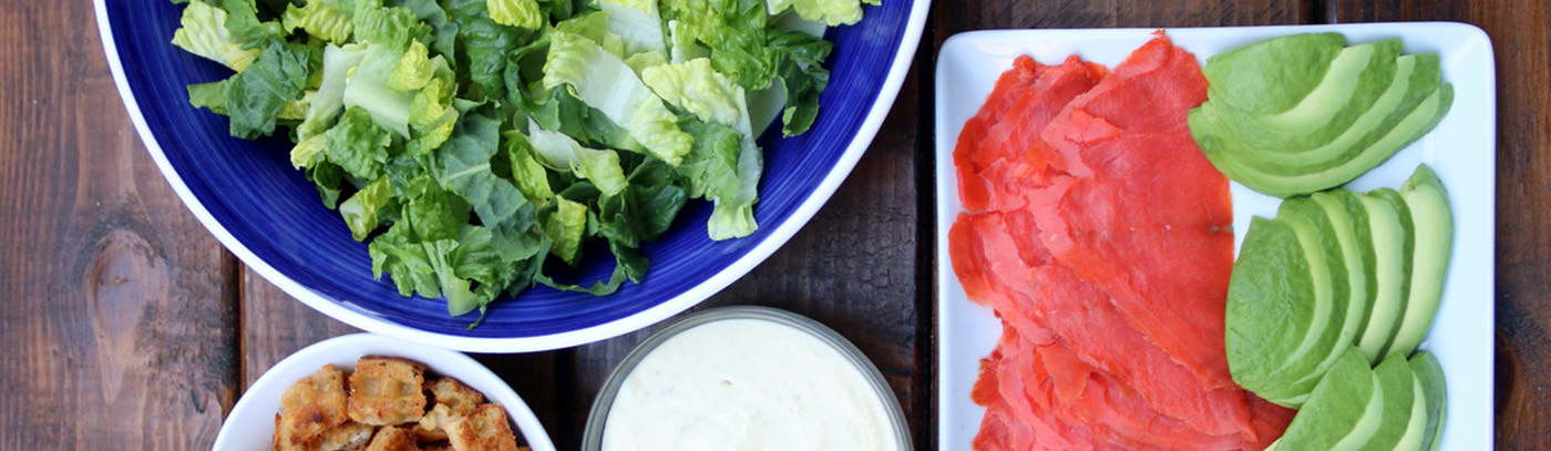 Smoked Salmon and Avocado Caesar Salad